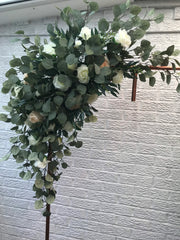 Eucalyptus and Roses Flower Arch Arrangement, Wedding Arch Swag Decor