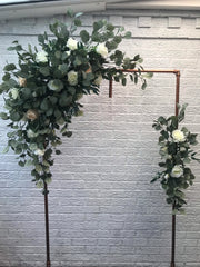 Eucalyptus and Roses Flower Arch Arrangement, Wedding Arch Swag Decor