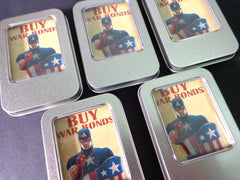 Set of 27 Captain America Trading Cards Steven Rogers Collectible Movie Props Replica with Tin Box