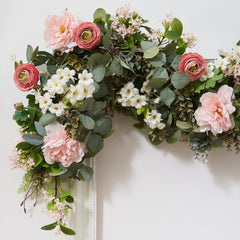 6Ft Faux Pink And White Eucalyptus Artificial Garland