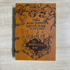 Marauders map notebook leather journal diary journal with fire lacquer seal gift