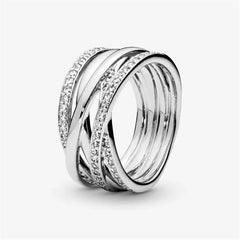 Pandora Sparkling and Polished Lines Ring, S925 Sterling Silver Ring, Gift for Her