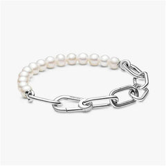 Pandora ME Treated Freshwater Pearl Bracelet,S925 Sterling Silver Charm Bracelet,Gift for Her