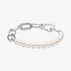 Pandora ME Treated Freshwater Pearl Bracelet,S925 Sterling Silver Charm Bracelet,Gift for Her