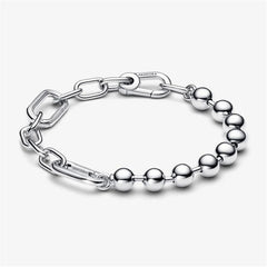 Pandora ME Metal Beads & Link Chain Bracelet,S925 Sterling Silver Charm Bracelet,Gift for Her