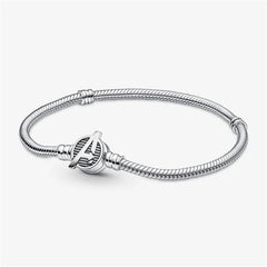 Pandora Moments Marvel The Avengers Logo Clasp Snake Link Bracelet,S925 Sterling Silver Charm Bracelet,Gift for He