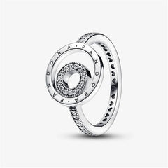 Pandora Signature Logo Circles Pav¨¦ Ring,S925 Sterling Silver Ring,Gift for Her