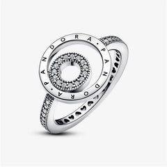 Pandora Signature Logo Circles Pav¨¦ Ring,S925 Sterling Silver Ring,Gift for Her