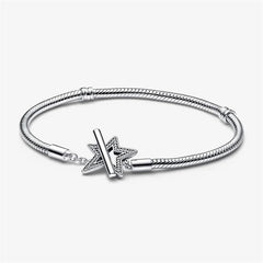 Pandora Moments Asymmetric Star T-Clasp Snake Link Bracelet,S925 Sterling Silver Charm Bracelet,Gift for Her