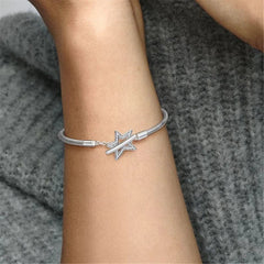 Pandora Moments Asymmetric Star T-Clasp Snake Link Bracelet,S925 Sterling Silver Charm Bracelet,Gift for Her