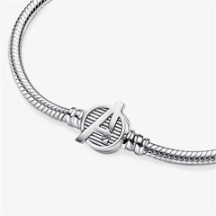 Pandora Moments Marvel The Avengers Logo Clasp Snake Link Bracelet,S925 Sterling Silver Charm Bracelet,Gift for He