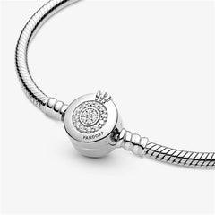 Pandora Moments, Sparkling Crown O Snake Link Bracelet, S925 Sterling Silver Charm Bracelet, Gift for Her