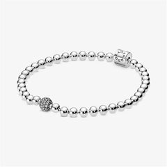 Pandora Ball & Pav¨¦ Bracelet,S925 Sterling Silver Charm Bracelet,Gift for Her