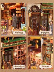 Sherlock Holmes Baker Street Home Decoration Bookshelf Decorations Bookshelf Insert Induction Book Stand Desk Decoration Miniature Art,Gifts